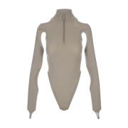 Taupe Stretch Fabric Cut-Out Top