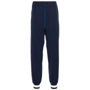 Navy Blue Logo Print Track Pants