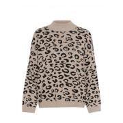 Leopard Print Strik Pullover Sweater