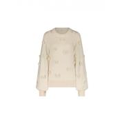 Beige Strikket Roser Pullover