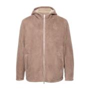 Shearling Hætte Fleece Jakke