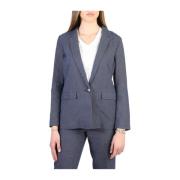 Knappet Bomuld Linned Dame Blazer