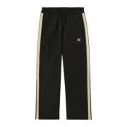 Sort Monogram-Embroderede Track Pants med Stribedetaljer