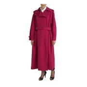 Mørk Pink Trench Coat Jakke