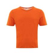 Elegant Linned T-shirt i Lys Orange