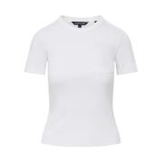 Ribbet T-shirt med Logo Lomme