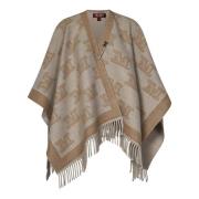 Monogram Poncho med Frynser og Rhinestone