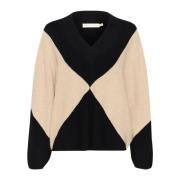 Intarsia Pullover Sweater Haze Melange/Black