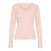 Langærmet Cardigan Top & T-Shirt Sepia Rose Melange