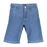 Lysblå Bomuld Denim Shorts til Mænd