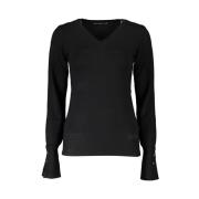 Broderet V-hals sweater