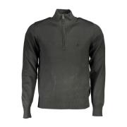 Grøn Broderet Half-Zip Sweater