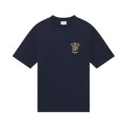 Slogan Blomster T-Shirt Navy