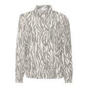 Sort Zebra Grafisk Bluse