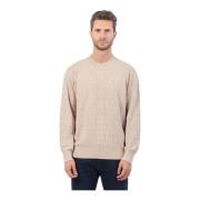 Beige Rundhalset Sweater