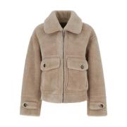 Beige Shearling Jakke Bred Krave