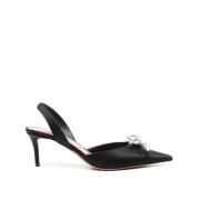 Elegante Slingback Pumps i Sort Satin