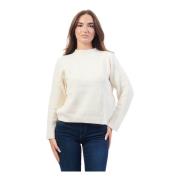 Hvid Strik Rund Hals Sweater