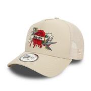 Beige Dripping Rose Trucker Hat