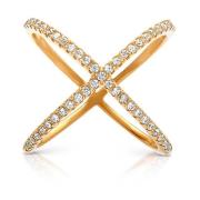 Cross Over Ring in Gold