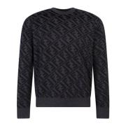 Diagonal Jacquard Uld Viskose Sweater