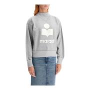 Sweatshirt med Flocked Logo i Bomuldsblanding