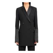 Sort Tuxedo Blazer med Revers