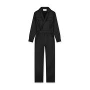 Sort flowy coated jumpsuit med krydsover stil