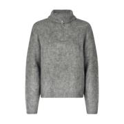 Grå Fluffy Halv-Zip Kane Sweater