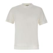 Hvid Bomulds T-shirt med Crew Neck