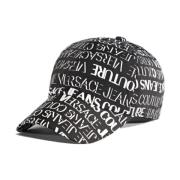 Sort Nylon Baseball Cap med Hvidt Logo