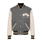 Varsity Bomber Jakke i Grå Beige