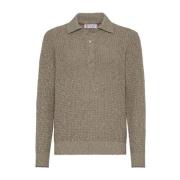 Beige V-Neck Strikvarer Sweater