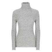 Grå Turtleneck Sweater med Lurex-detaljer