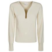 Elegant V-hals sweater med halsdetaljer