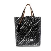 Sort Tote Taske med Logo Print