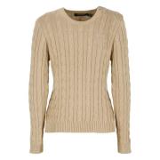 Beige Bomuldssweater med Broderet Logo