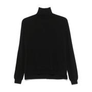 Sort Cashmere-Silke Sweater Rullekrave