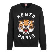 Sort Sweatshirt Lucky Tiger Broderi