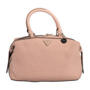 Elegant Pink Satchel med Kontrastdetaljer