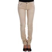 Beige Bomuld Stretch Slim Fit Jeans