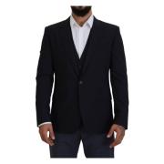 Elegant Navy Martini Blazer Uldblanding