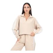 Beige Halv-Zip Polarf Sweatshirt