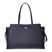 Tote bag in black tumbled leather