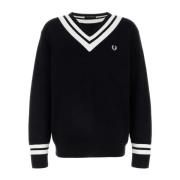 Stribet V-hals Pullover