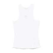 Hvid Ribbet Logo Tank Top