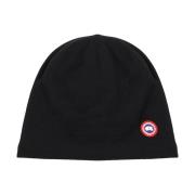 Sort Beanie Hat med Side Logo