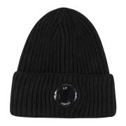 Sort Ribstrikket Beanie Hat