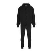 Sort Fleece Tracksuit med Monogram Print