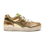 Metallic Læder Sneakers Beige